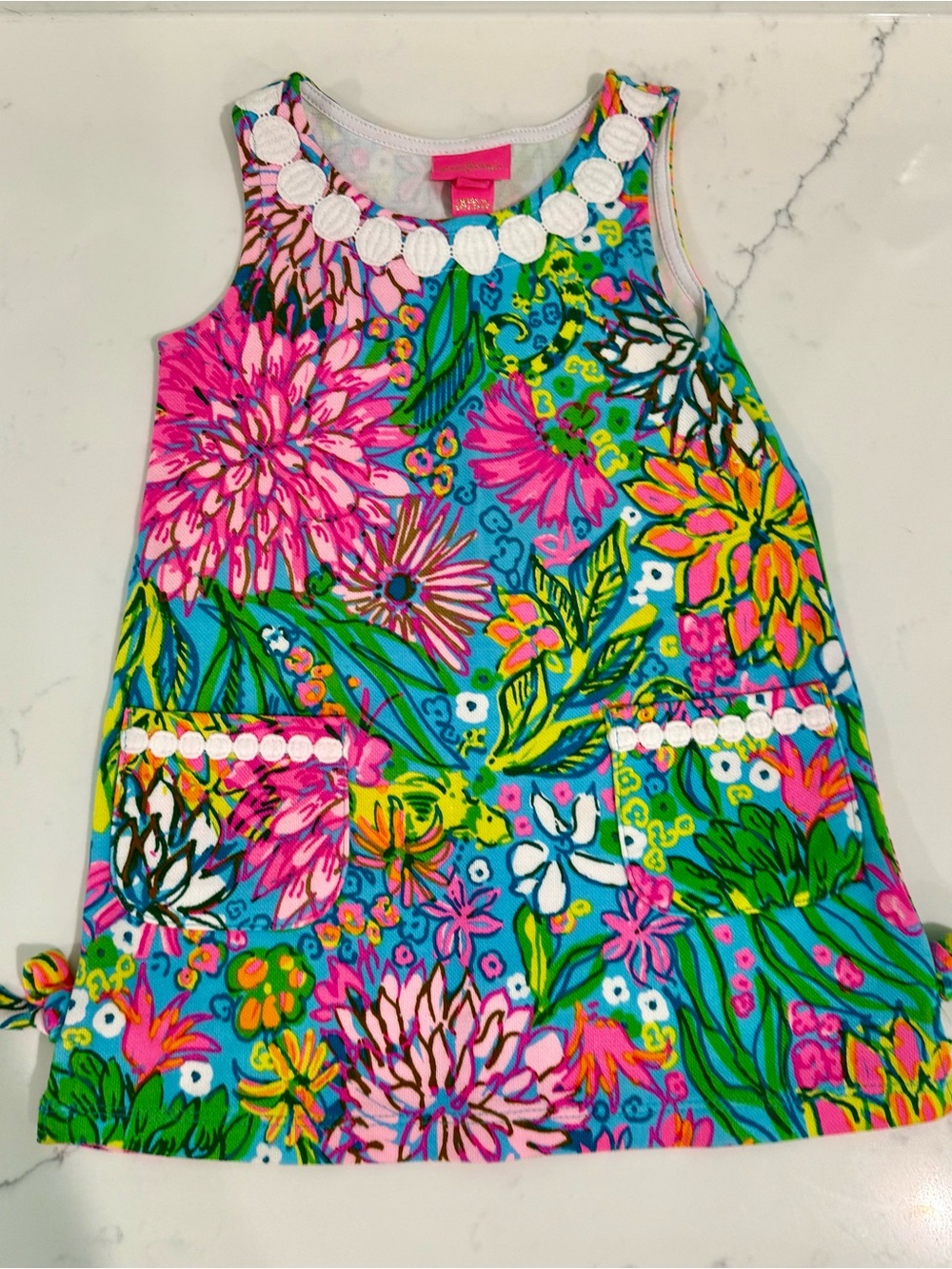 Lilly Pulitzer Bright Floral Tank Dress with White Trim XS